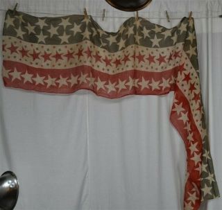 American Flag Bunting Red White Blue Stars Civil War Era Fabric Antique 1860