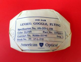 AMERICAN OPTICAL AN - 6530 FLYING GOGGLES W/SPARE LENSES 4