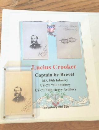 Outstanding Signed U.  S.  Colored Troops Cdv,  Research Named Lucius Crooker