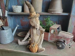 Primitive Halloween Witch Bear Doll Fall Harvest