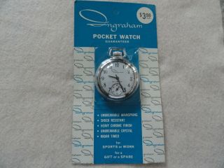 Old Stock Vintage Ingraham Mechanical Wind Up Pocket Watch