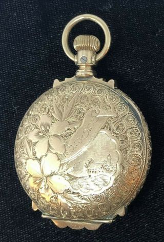 Antique Elgin Hunters Case Pocket Watch Beautifully Engraved Closed Case