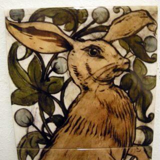 William De Morgan 2 Tile Hare Panel / Bathroom / Kitchen / Splashback / Plaque 2
