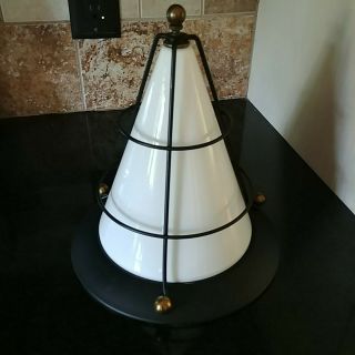 Imperialite Mid Century Modern Cone Glass Black Metal Ceiling Chandelier Unique