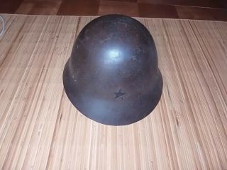 JAPANESE WW2 ARMY HELMET WITH STAR AND STRAPS - VERY 2