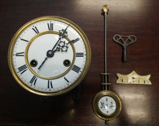 Vintage Hermle Fhs 43 Cm Wall Chime Clock,  Movement,  Pendulum,  Key,  Base,  R A