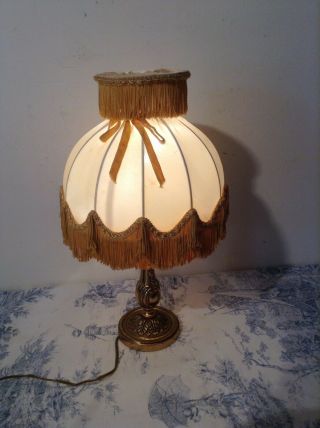 Vintage French Bronze Table Lamp Light With Shade (3909)