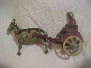 Antique 1900s Tin Penny Toy Girl In Goat Cart Meier Made In Germany