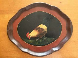 Antique 1931 Artist Signed & Dated Handpainted Rooster Chicken Painting