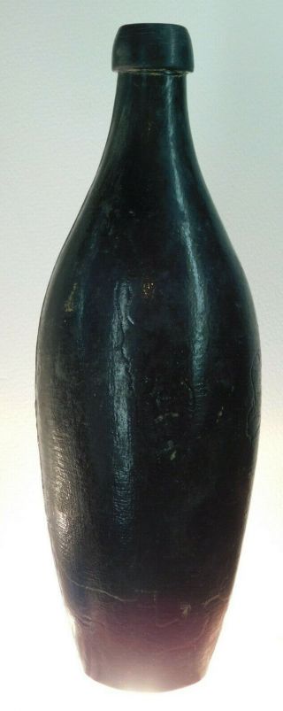 Antique Bottle Rare Large Size Black Glass Skittle 