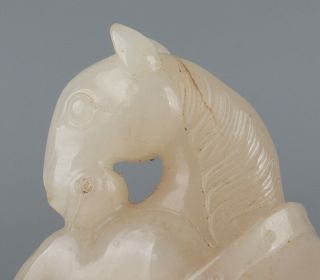 Chinese Exquisite Hand - carved horse Carving Hetian jade statue 5