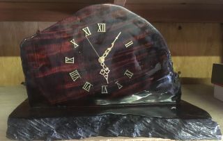 California Redwood Burl Slab Coffee Table Top Live Edge Wall Clock Vintage