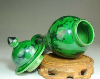old green glaze porcelain hand - painted plum blossom vase /qianlong mark Ab02B 5