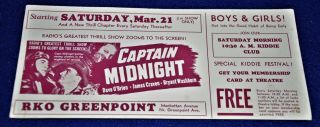 Captain Midnight Movie Serial Blotter,  1942,  Promo Card,  Vf,