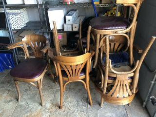 Vintage Wood Dining Chairs Black Cushion Set Of 6 Staten Island Pick Up Bargain