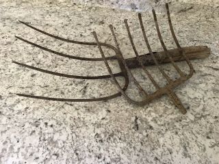 Vintage Antique Metal Hay Pitch Fork Head Farm Tool - Rustic Primitive Decor