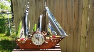Vintage Mastercrafters Lighted Sailing Ship Mantel Clock Sessions 1950 