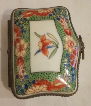 Antique 19thc Continental Porcelain Trinket/pill Box Marked Sc&t Hand Painted