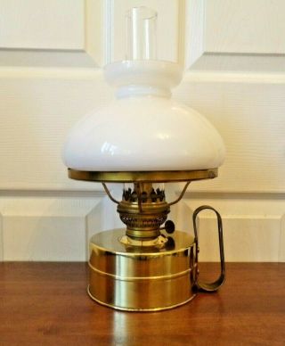 Vintage Brass Table Wall Oil Lamp Order D.  H.  R Netherlands Number 08 - 08