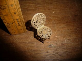 Miniature Doll ' s chair made from 18th C.  Pocket Watch Cock parts.  Pierced Brass 2