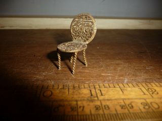 Miniature Doll ' s chair made from 18th C.  Pocket Watch Cock parts.  Pierced Brass 5