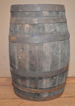Antique vintage rustic wood oak beer whiskey wine keg barrel collectible display 2