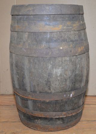 Antique vintage rustic wood oak beer whiskey wine keg barrel collectible display 3