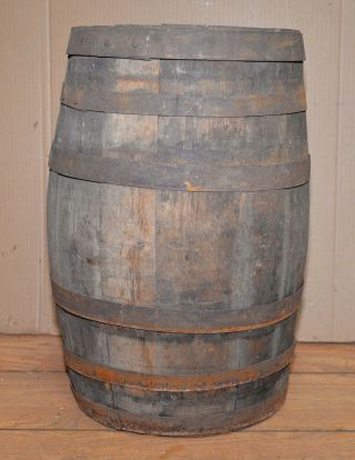 Antique vintage rustic wood oak beer whiskey wine keg barrel collectible display 4