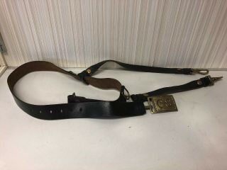 Vintage Cs Officers Leather Sword Brass Belt