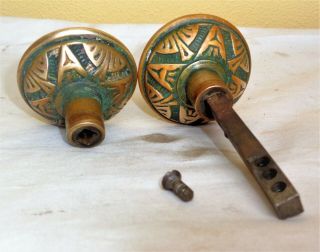 Antique Vintage Eastlake Victorian Door Knob Handle Set w/ Spindle Old Hardware 3