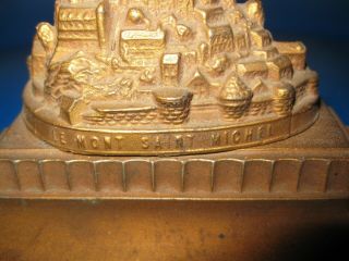 Vintage,  Metal,  Ink Well,  Le Mont St.  Michel,  Made In France 3