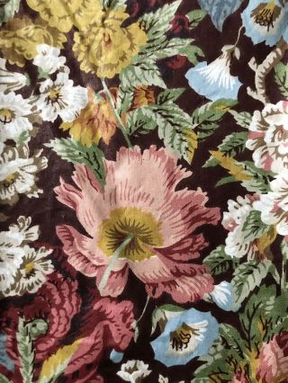 Vintage French Glazed Cotton Chintz Country House Panel 3metres