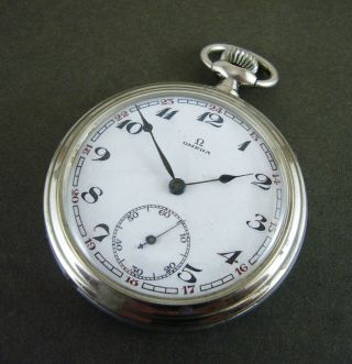 Antique Omega Silver Plated Pocket Watch 50 mm Ca 1931 2