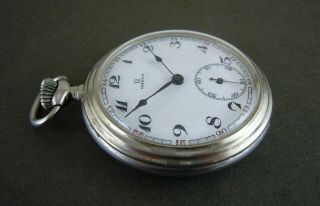 Antique Omega Silver Plated Pocket Watch 50 mm Ca 1931 4
