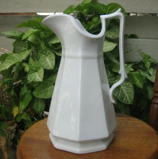 J Wedgwood Antique English Ironstone White 12 " Tankard Pitcher