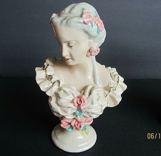Large 7 1/2 " Antique Porcelain/bisque Pin Cushion Doll Bust " Victorian Era "