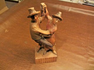 Vintage Antique German Artist Hand Carved Wood Couple Figure Dancing