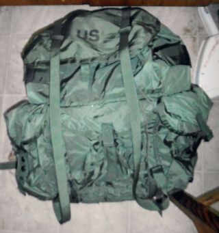 Us Military Combat Field Pack Nylon Large Lc - 1 Green Sack With Frame Euc