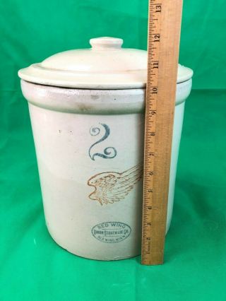 Antique RED WING Union Stoneware Crock 2 Gallon & 2 LID 2