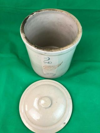 Antique RED WING Union Stoneware Crock 2 Gallon & 2 LID 3