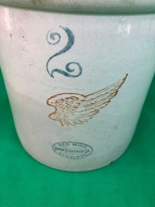 Antique RED WING Union Stoneware Crock 2 Gallon & 2 LID 5