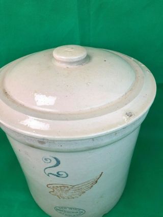Antique RED WING Union Stoneware Crock 2 Gallon & 2 LID 6