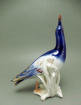 KARL ENS VOLKSTEDT PORCELAIN GILDED COBALT LAPWING PEEWIT BIRD 1940 ' s 2