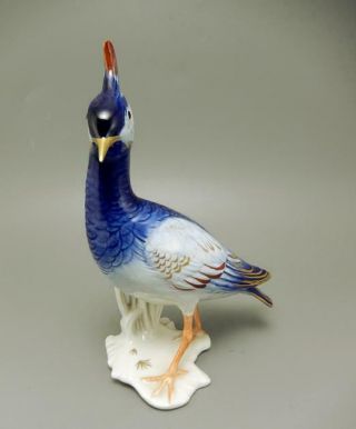 KARL ENS VOLKSTEDT PORCELAIN GILDED COBALT LAPWING PEEWIT BIRD 1940 ' s 3