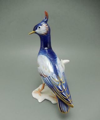 KARL ENS VOLKSTEDT PORCELAIN GILDED COBALT LAPWING PEEWIT BIRD 1940 ' s 4