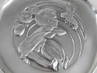 Art Nouveau Cast Silver? Plate Pin Tray Child & Butterfly Signed A.  W.  D 2