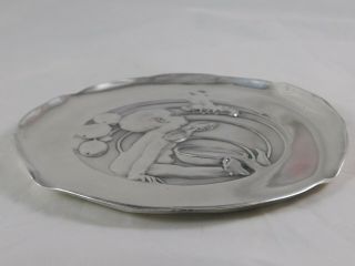 Art Nouveau Cast Silver? Plate Pin Tray Child & Butterfly Signed A.  W.  D 3