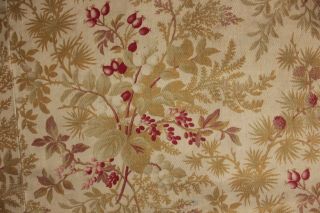 Fabric Antique French Floral Printed Cotton Circa 1890 Upholstery Weight Heavy