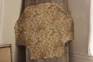 Fabric antique French floral printed cotton circa 1890 upholstery weight heavy 4