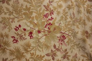 Fabric antique French floral printed cotton circa 1890 upholstery weight heavy 5